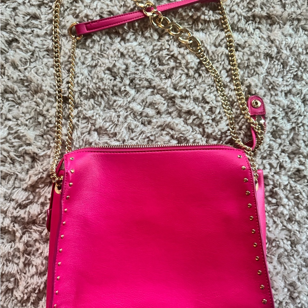 INC International Concepts Pink Crossbody Bag with Gold Chain